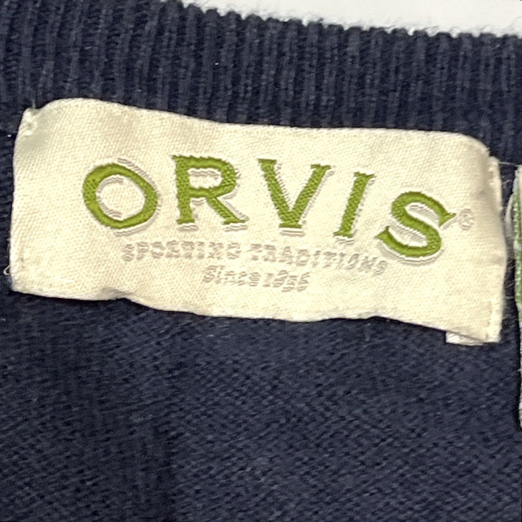 Orvis Orvis Sweater Mens Medium BLUE Cashmere Cotton V-Neck Knit Pullover Classic Navy Blue, Regular Fit, All Seasons, Office, Casual, Preppy, Pullover Size US M / EU 48-50 / 2 - 2 Thumbnail