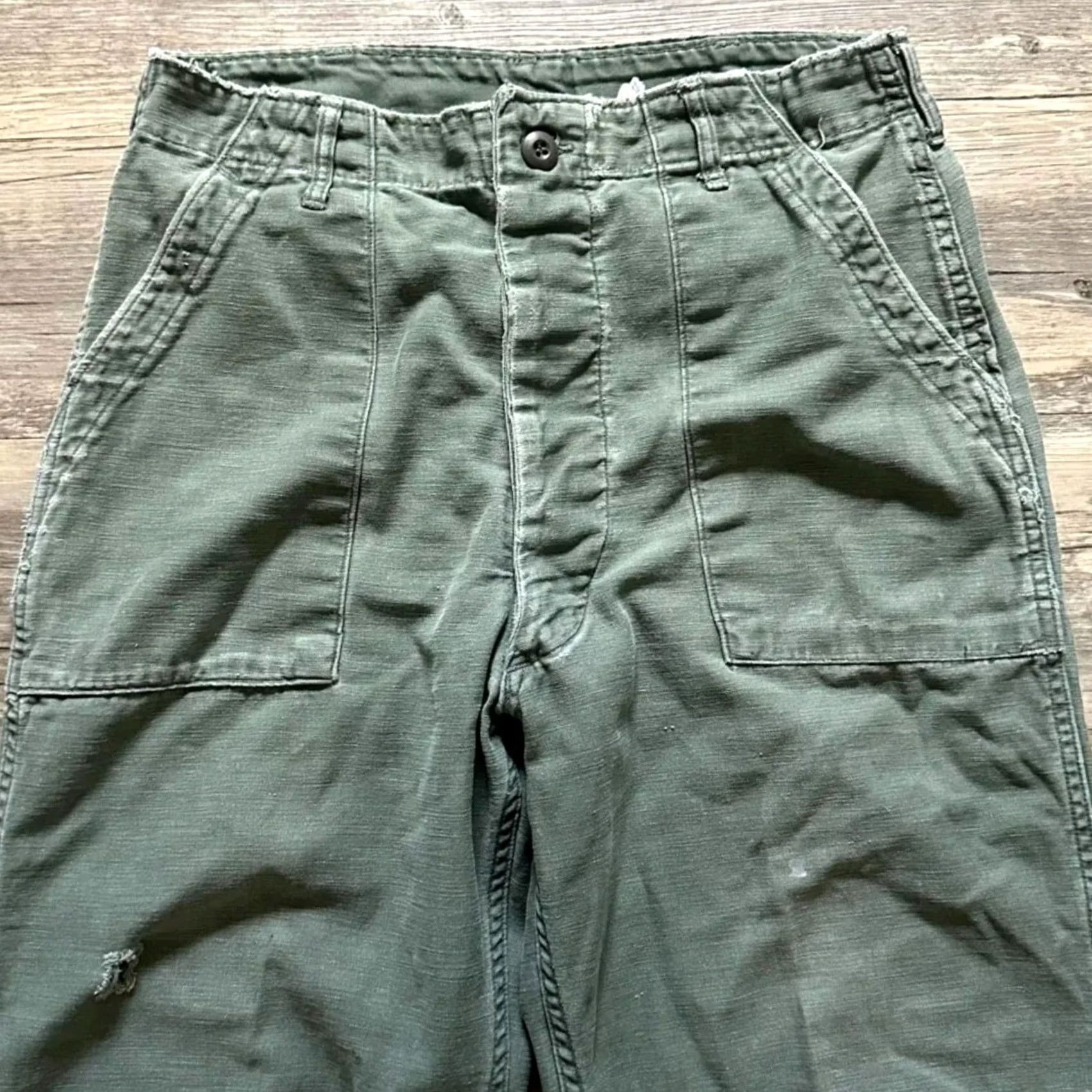 Vintage VINTAGE Military OG-107 HBT Trouser Pants 32X30 Regular Men Green 70s Distressed Trousers Size US 32 / EU 48 - 2 Thumbnail