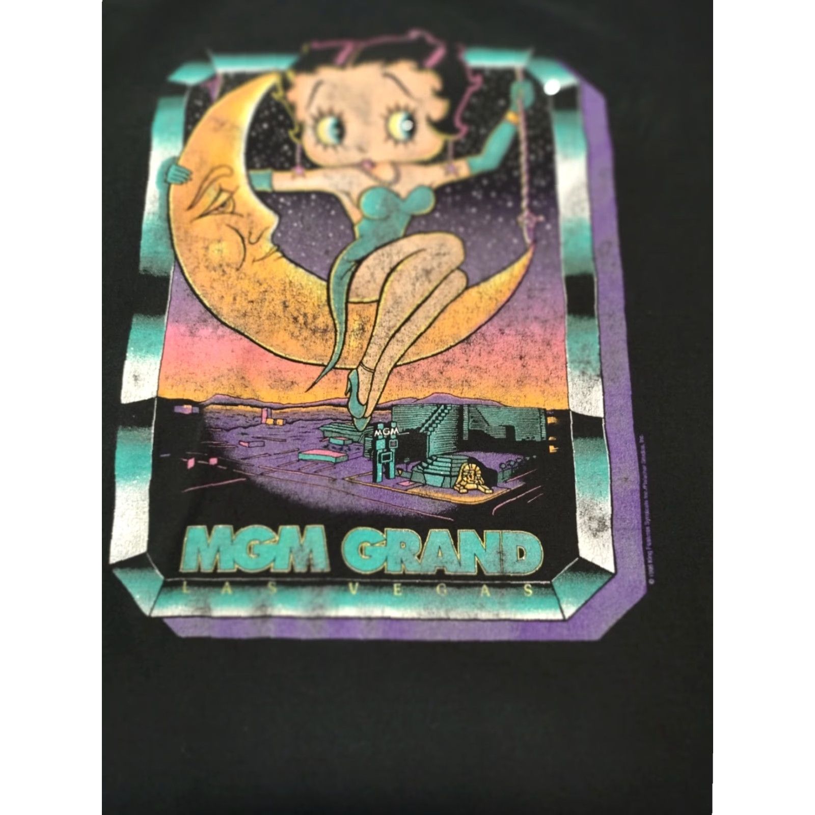 Tultex VINTAGE Betty Boop Shirt XL Black Tultex TV Cartoon 90s MGM Grand Las Vegas NT? Size US XL / EU 56 / 4 - 2 Thumbnail