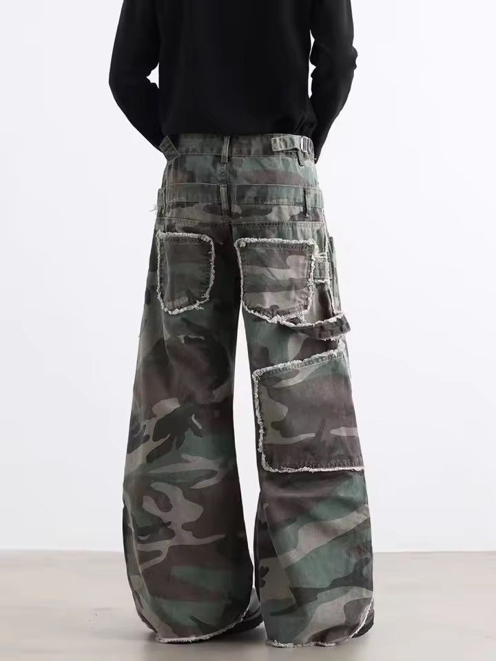 Vintage Kinuka x Misa Camo Cargo Wide Stacked Flare Pants Size US 33 - 7 Thumbnail