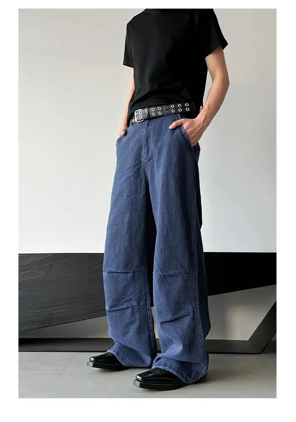 Jean Blue Embroidery Stripes Straight Wide Leg Flare Jeans Size US 32 / EU 48 - 2 Thumbnail