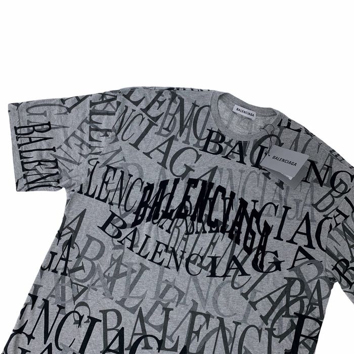 Balenciaga Balenciaga All Over Logo Grey T Shirt | Grailed