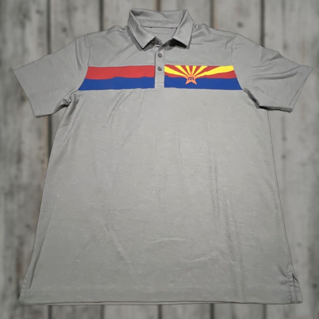 TravisMathew VINTAGE: No — Travis Mathew Polo Shirt Men’s Large Arizona Flag Gray Polyester Cotton Golf Size US L / EU 52-54 / 3 - 1 Thumbnail