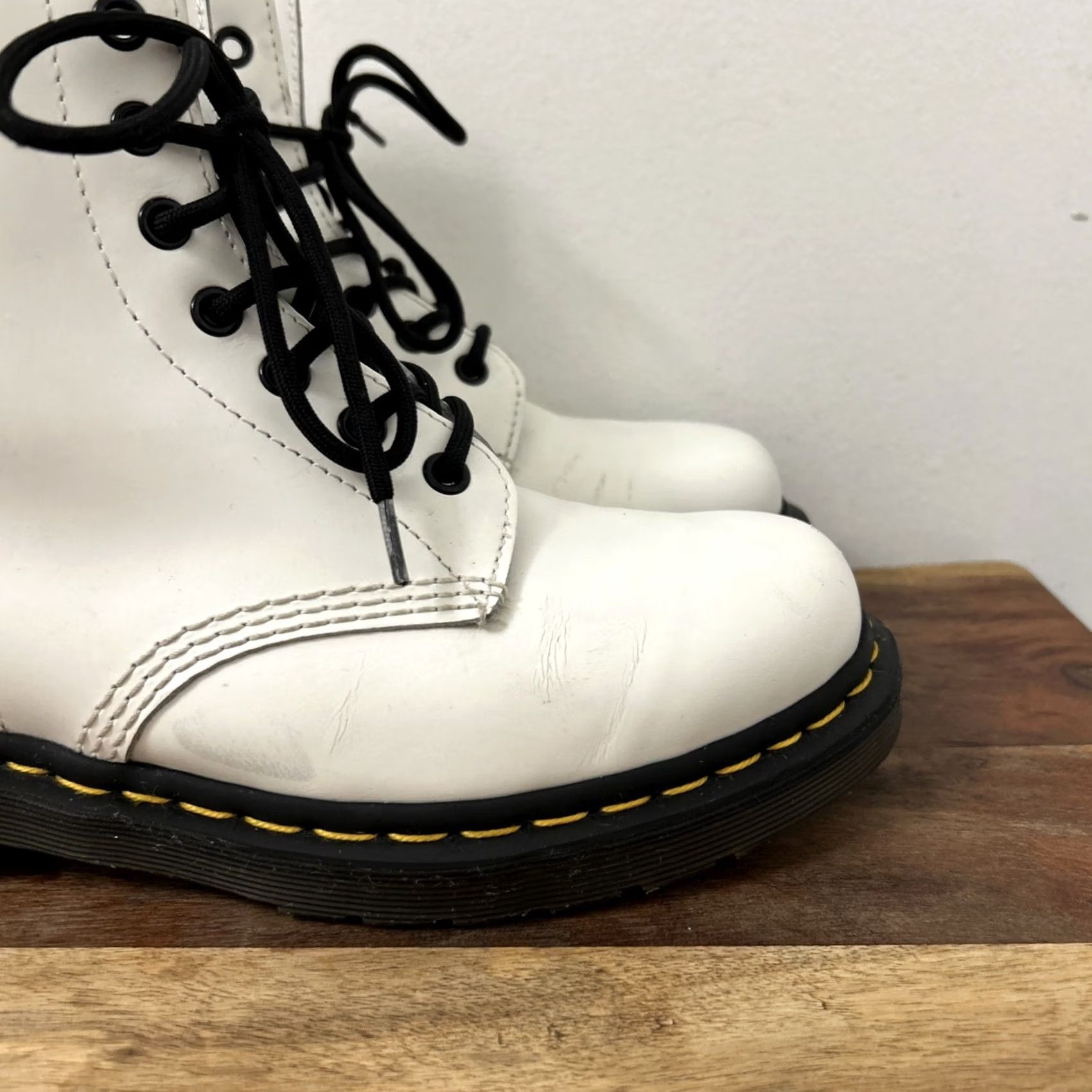 Dr. Martens Dr Martens 1460 Boots Womens Size 7 White Patent Leather 8 Hole Lace Up 11822 Size US 7 / IT 37 - 3 Thumbnail