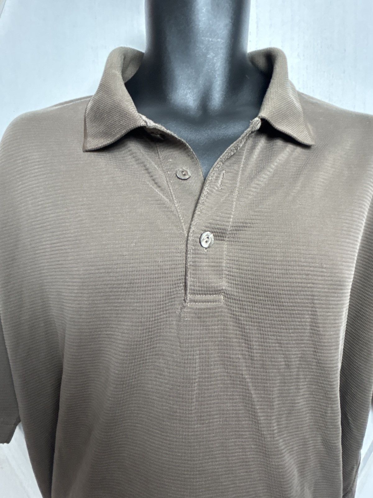 BUGATCHI Bugatchi Uomo Men’s Polo Shirt Size L Brown Taupe Textured Size US L / EU 52-54 / 3 - 2 Thumbnail