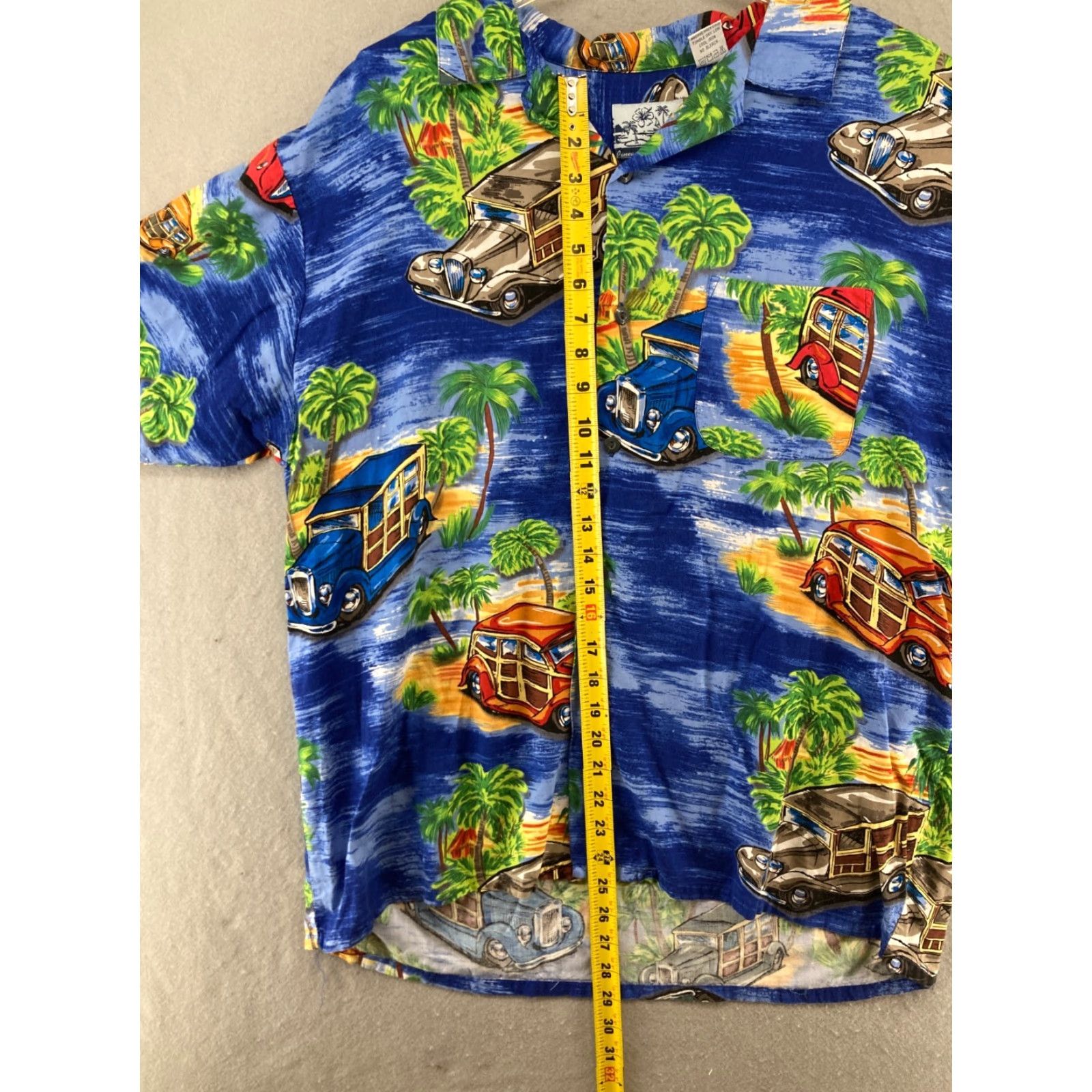 Vintage Pineapple Connection Mens Hawaiian Shirt L Adult Large Palm Tree Vintage Blue Button-Up Short Sleeve Casual Shirt Size US L / EU 52-54 / 3 - 3 Thumbnail