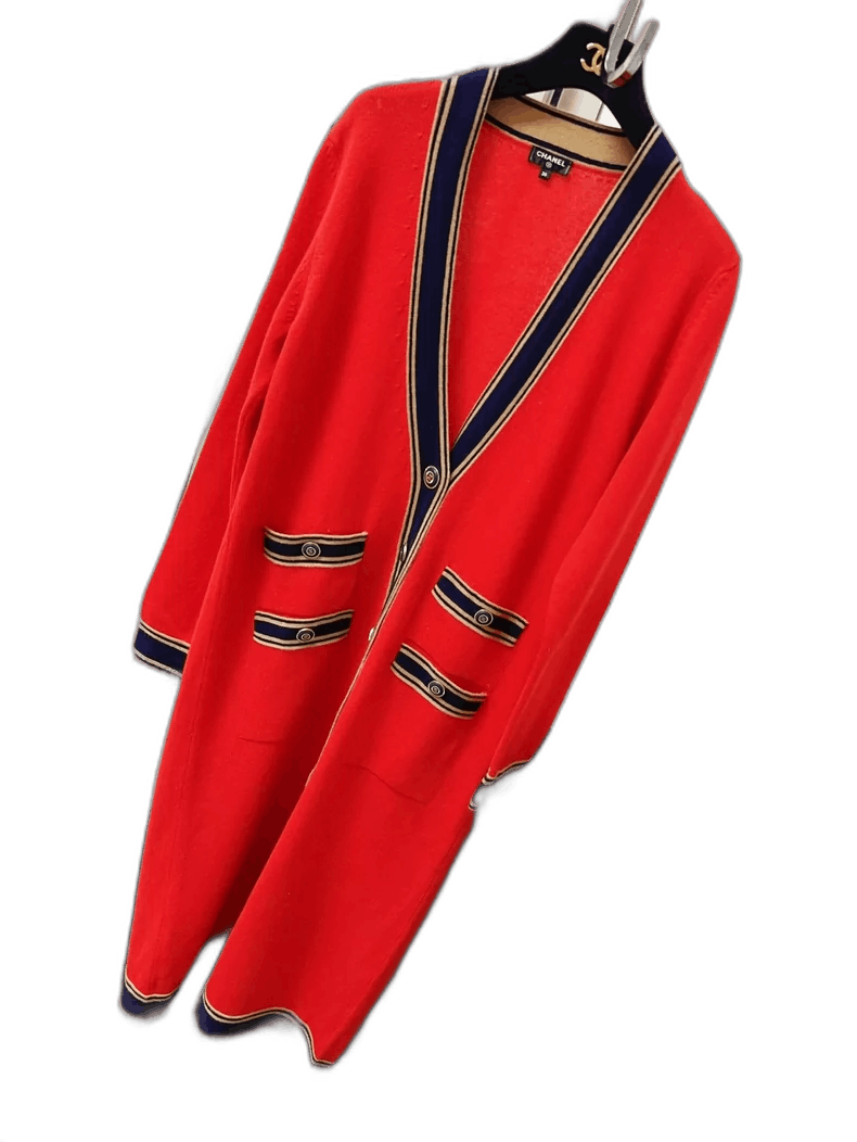 Chanel Chanel Red and Navy Long Cardigan Size M / US 6-8 / IT 42-44 - 1 Thumbnail