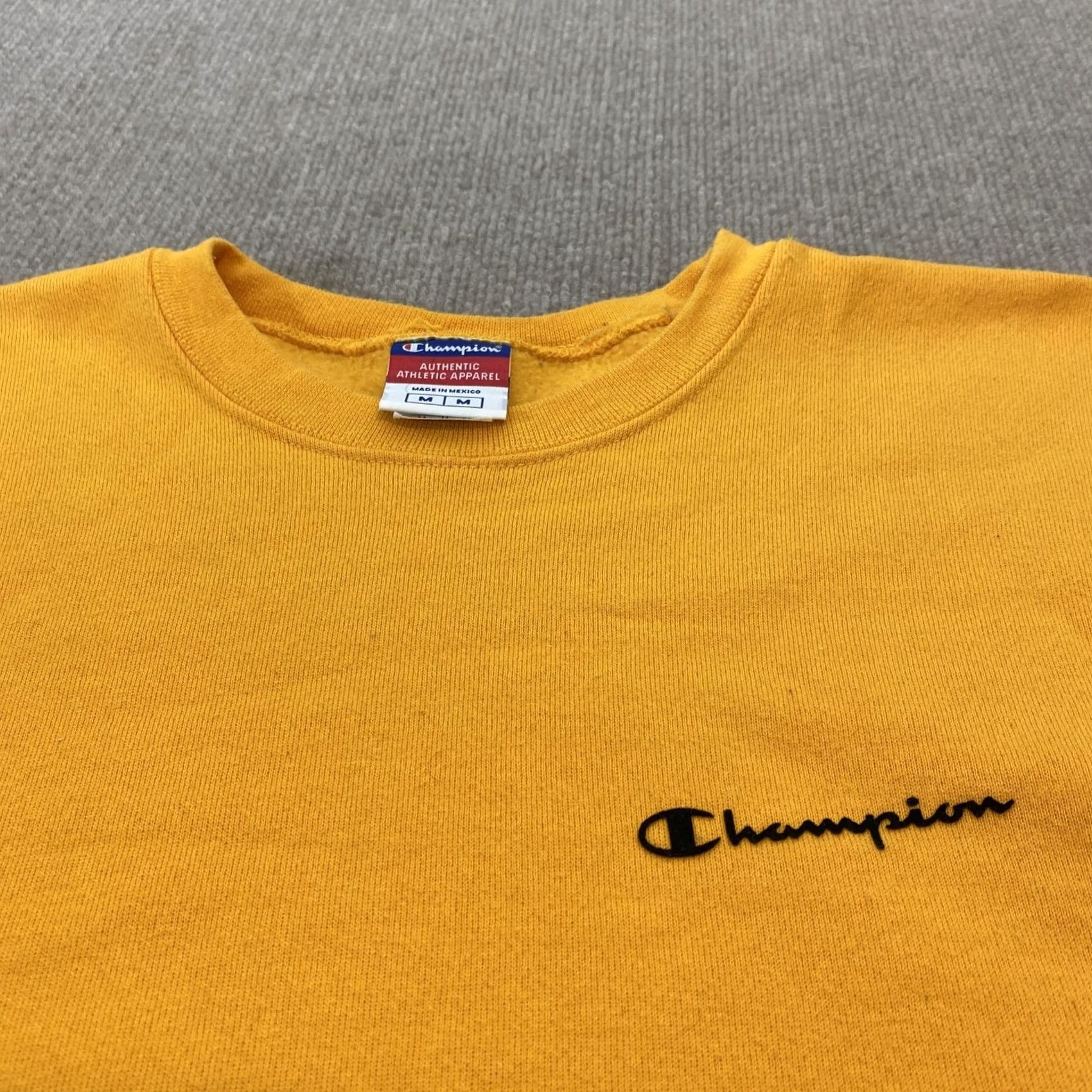 Champion Champion Sweatshirt Mens Medium Yellow Y2K Crewneck Fleece Embroidered Pullover Size US M / EU 48-50 / 2 - 2 Thumbnail