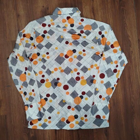 Vintage MCM Mod Sears Dots Checkers Pattern Disco Shirt