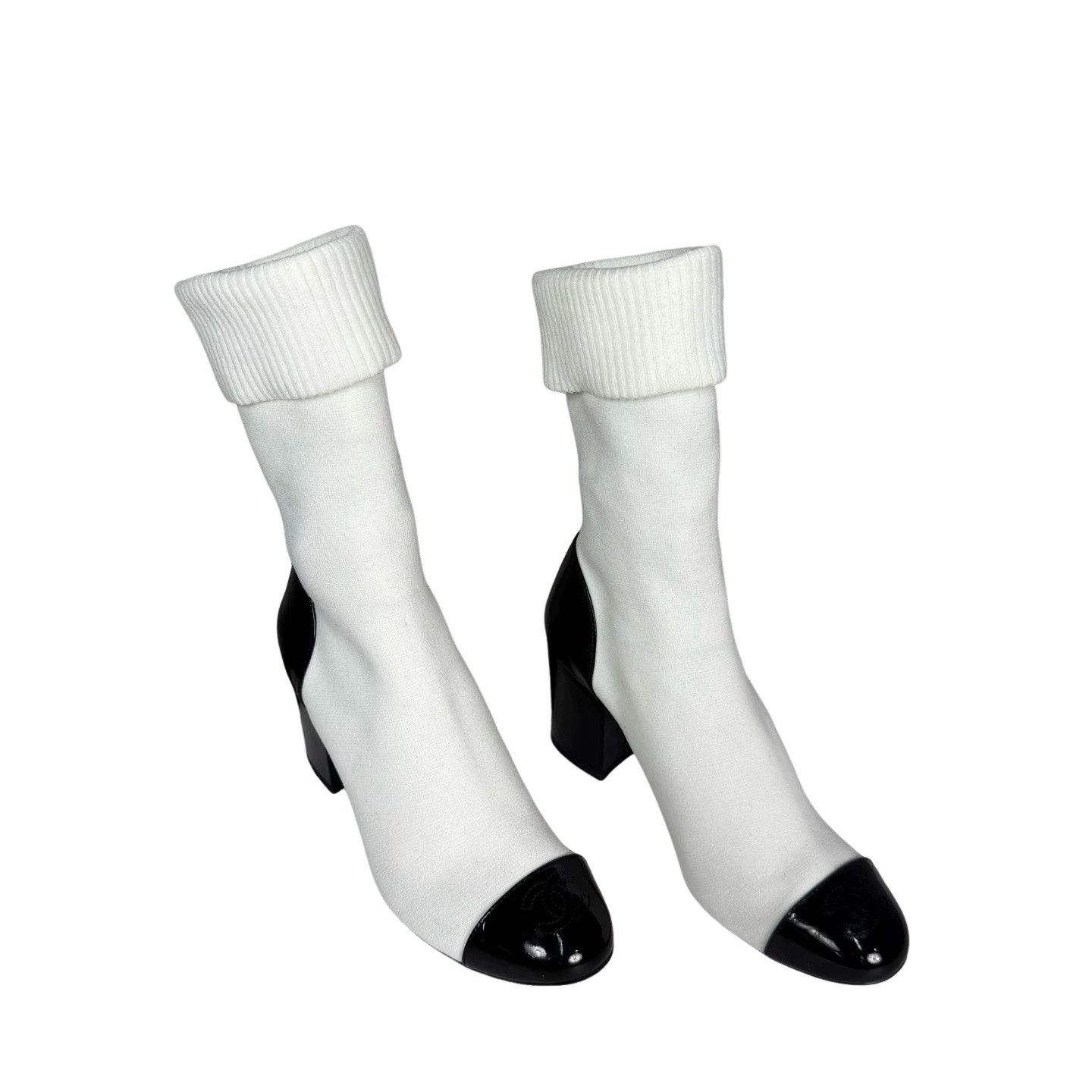 Chanel Chanel Two-Tone Knit Sock Boots Size 36.5 Size US 6.5 / IT 36.5 - 1 Thumbnail