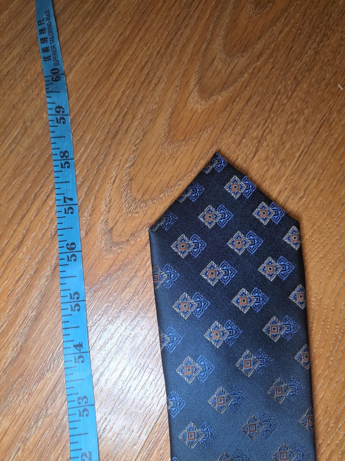 Paul Fredrick Paul Fredrick Silk Tie Blue Multicolor Geometric Necktie Size ONE SIZE - 6 Thumbnail
