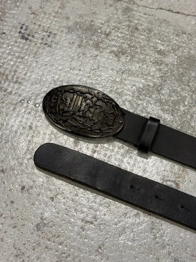 John Galliano 2000s Galliano Wire Buckle Black Leather Belt Size ONE SIZE - 4 Thumbnail