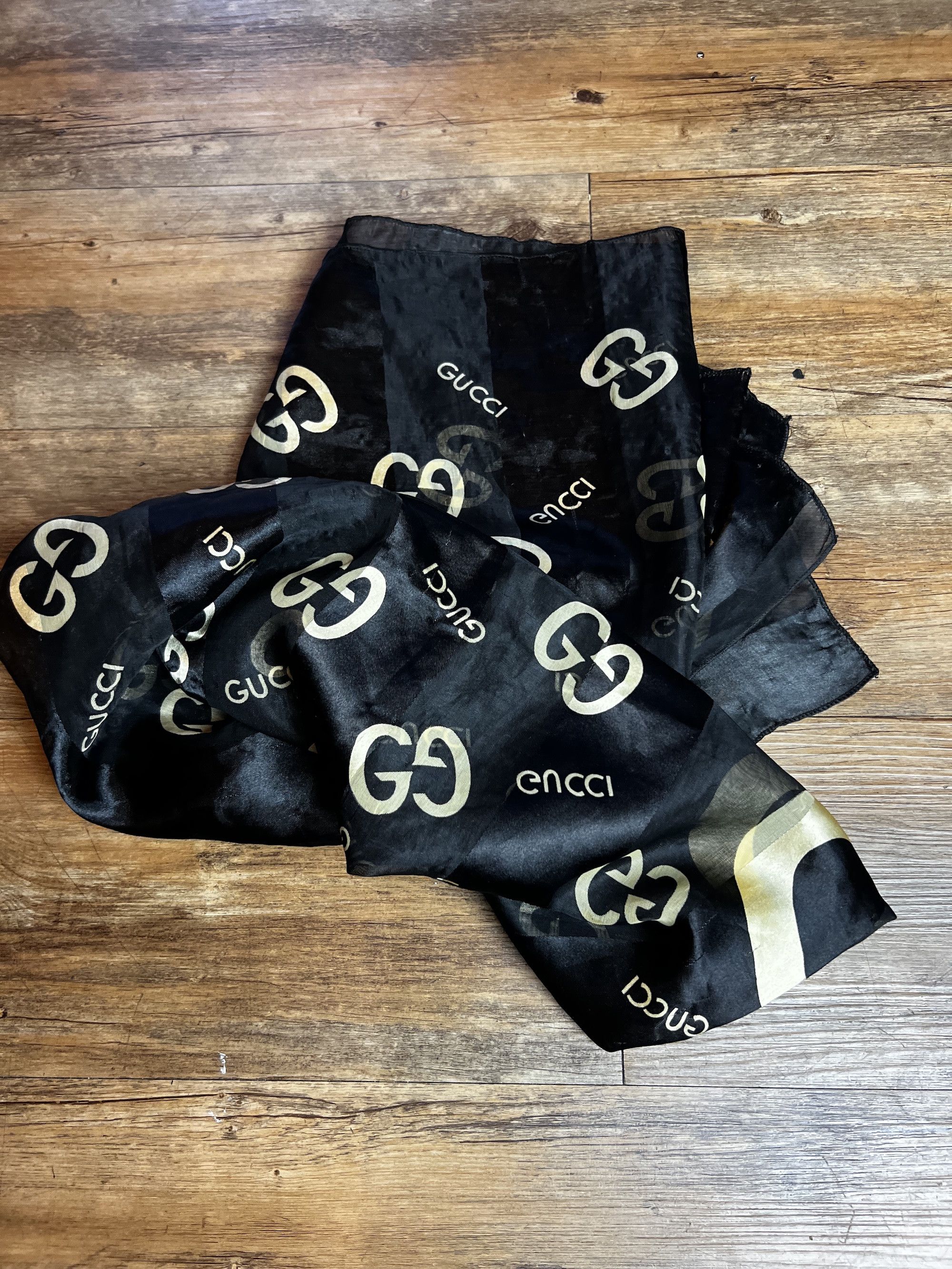 Gucci Vintage GUCCI GG Sheer Black Monogram Scarf Size ONE SIZE - 8 Thumbnail