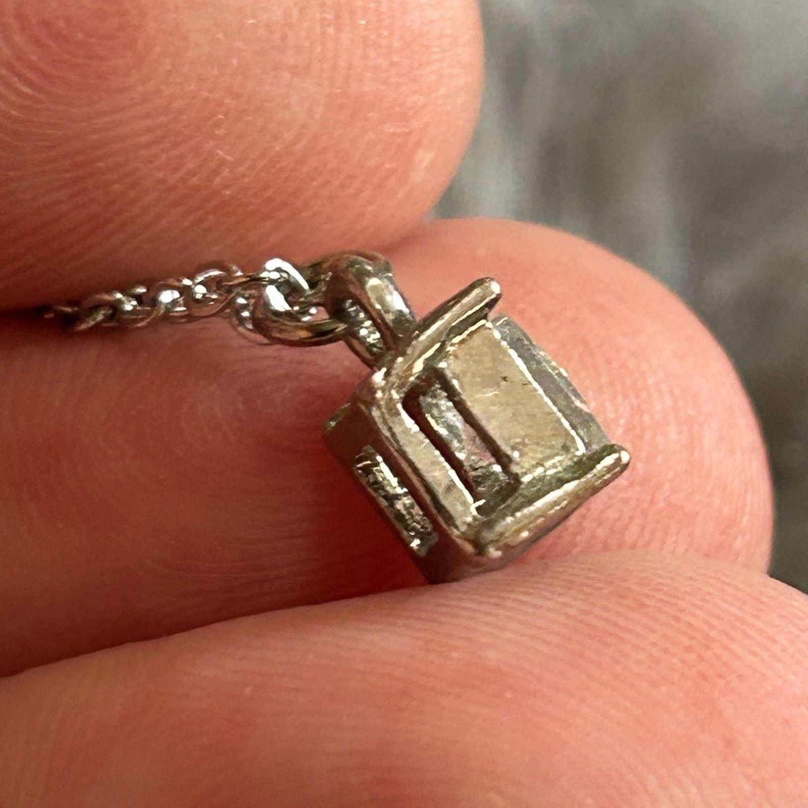Vintage Vintage square cut cz stone stainless steel chain necklace Size ONE SIZE - 6 Thumbnail