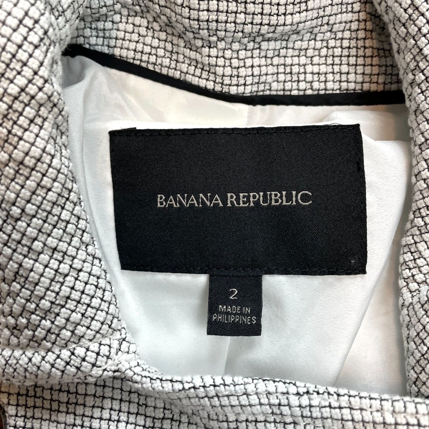 Banana Republic VINTAGE Banana Republic Motorcycle Jacket Womens 2 White Square Jacquard Angle Zip Size XS / US 0-2 / IT 36-38 - 5 Thumbnail