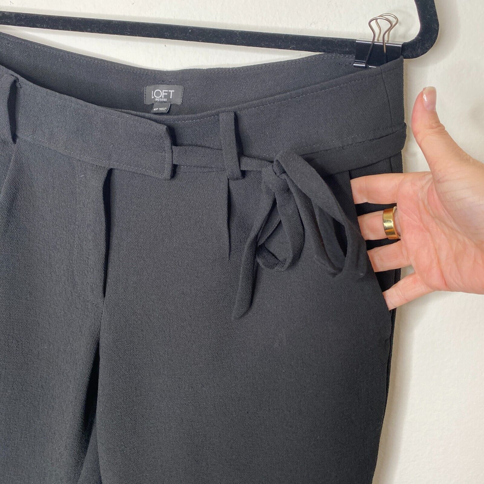 Loft Loft Jet Black Capri Trouser Cute Tie Front 6 Petite Size 28" / US 6 / IT 42 - 3 Thumbnail