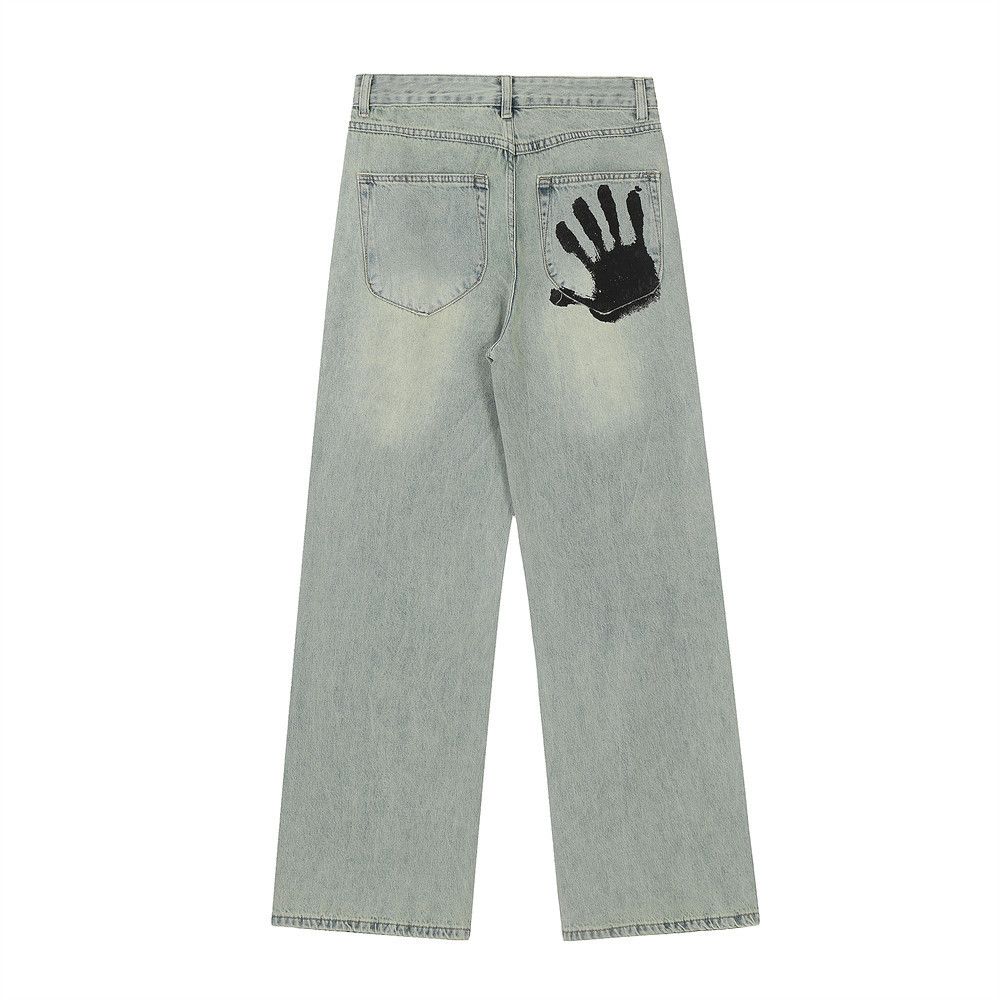 Japanese Brand × Jean Trendy Palm Printed Men's Loose Distressed Jeans Size US 32 / EU 48 - 2 Thumbnail
