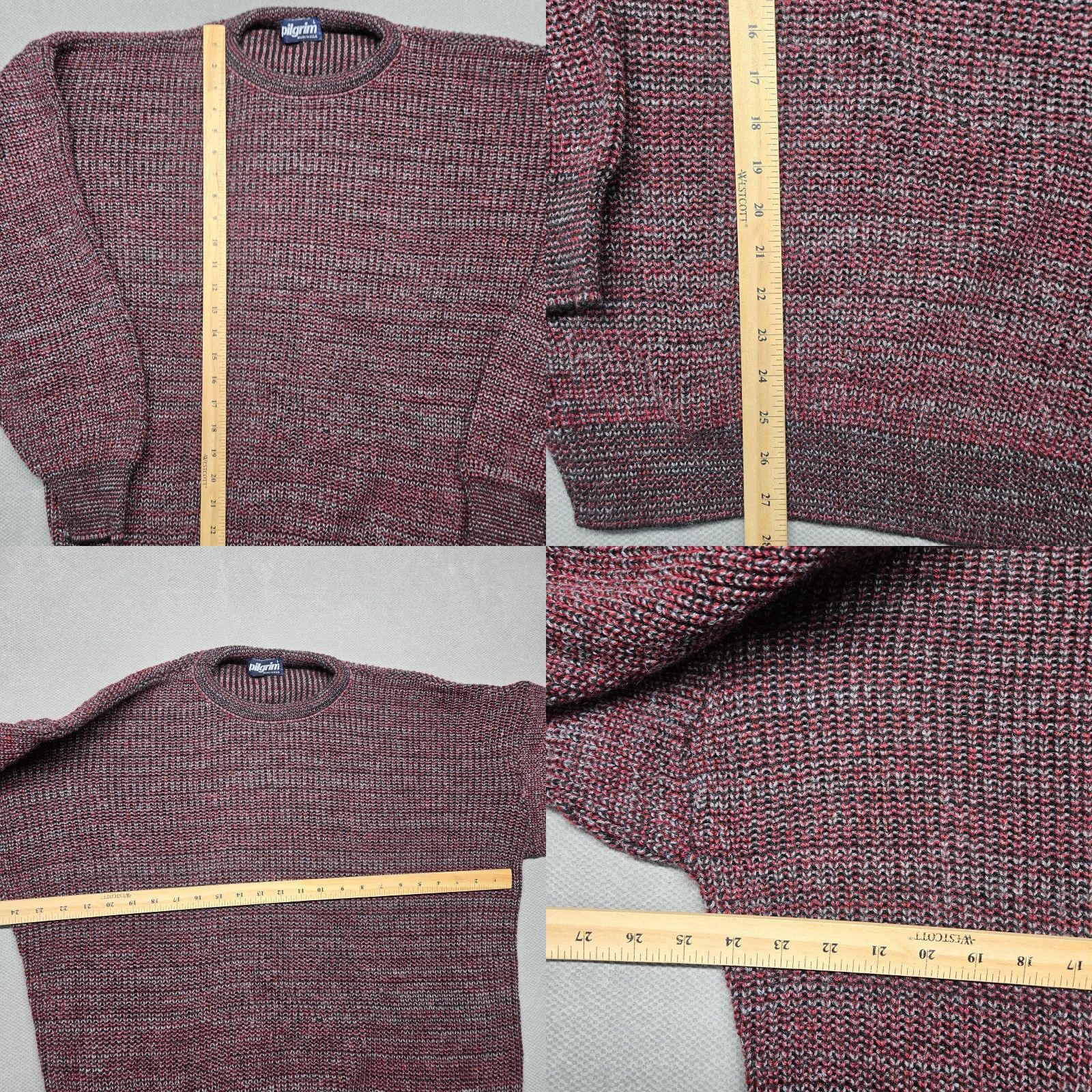 Vintage Pilgrim Sweater Mens L Red Chunky-Knit Crewneck Pullover Acrylic Made In USA Size US L / EU 52-54 / 3 - 8 Thumbnail