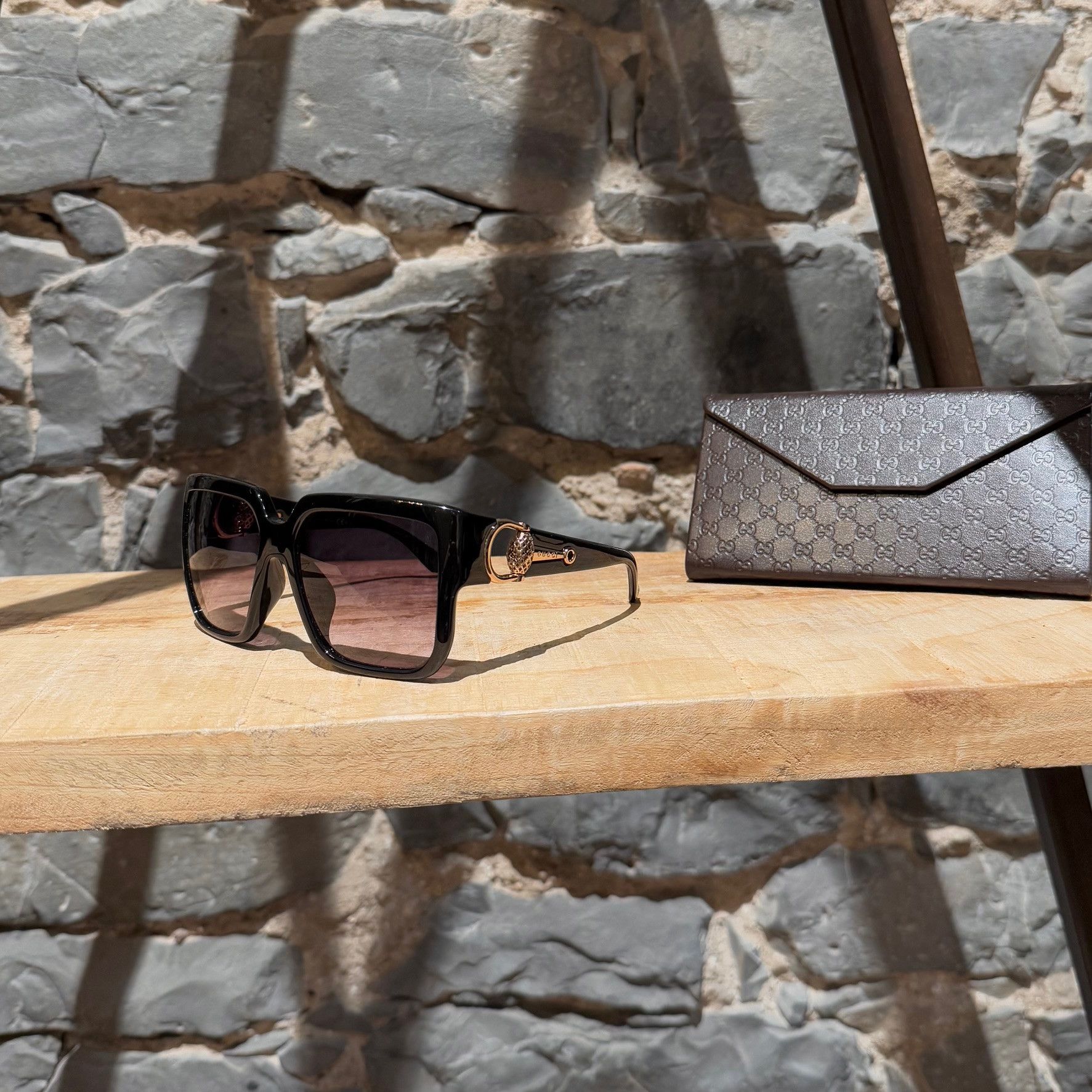 Gucci Gucci GG3727 Diamantissima Horsebit Ovrszd Square Sunglasses Size ONE SIZE - 1 Thumbnail
