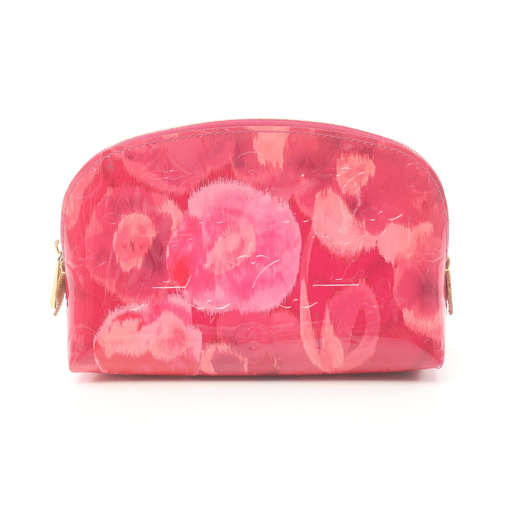 Louis Vuitton Louis Vuitton Pochette Cosmetics Ikat Flower Vernis Rose Andian Cosmetic Pouch Leather Pink Purple Size ONE SIZE - 1 Thumbnail