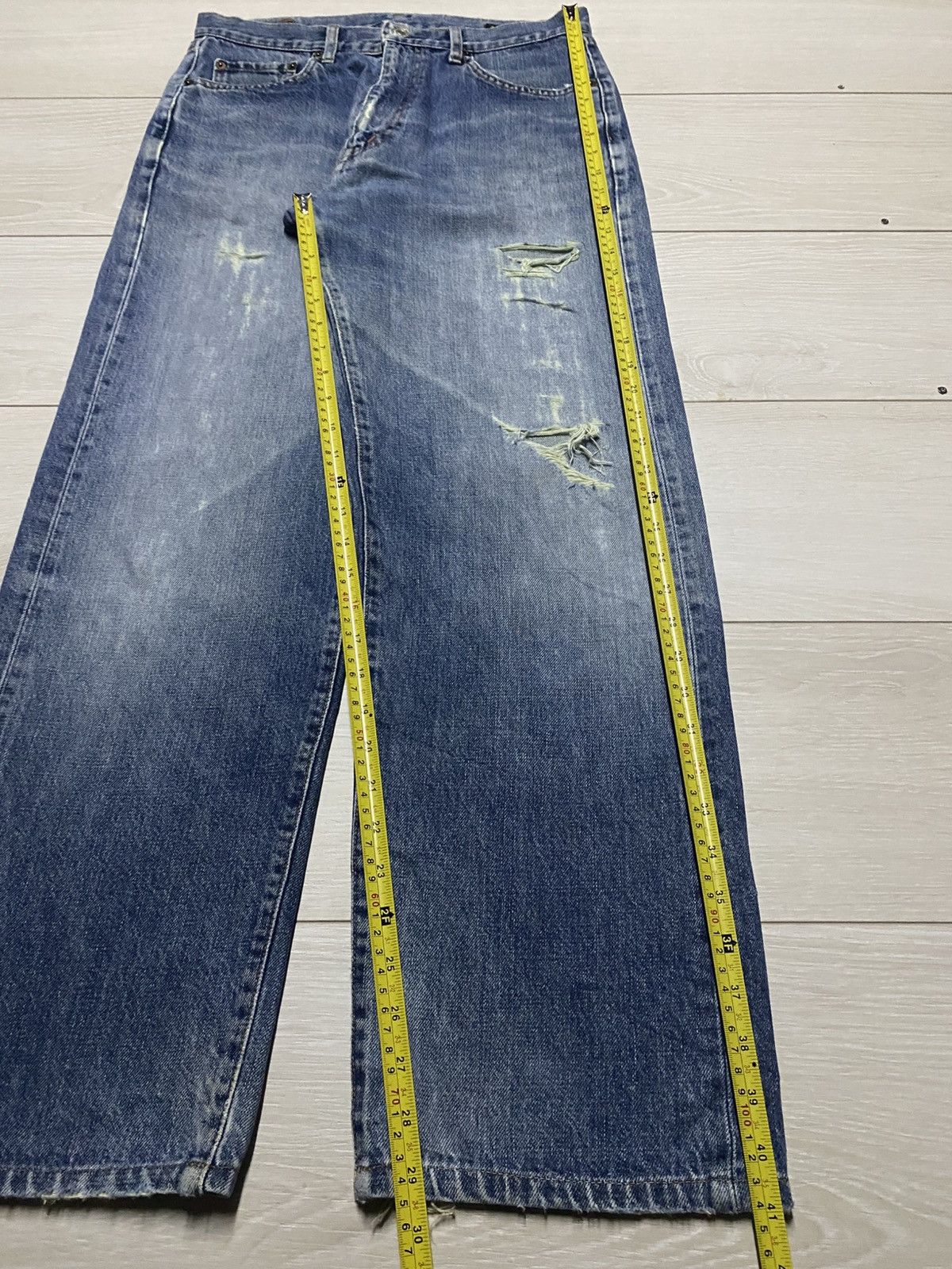 Japanese Brand Vintage Bobson Faded Distressed Baggy Jeans Size US 31 - 16 Thumbnail