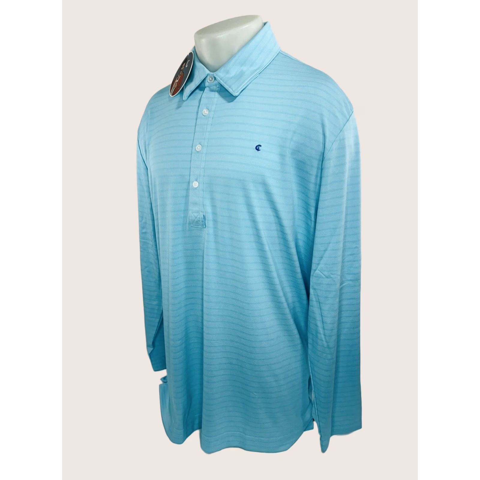 Vintage Criquet Shirt Mens 2XL GREENISH Blue NEW TAG Hidden Stripe Embroidered Logo Lightweight Polo Size US XXL / EU 58 / 5 - 1 Thumbnail