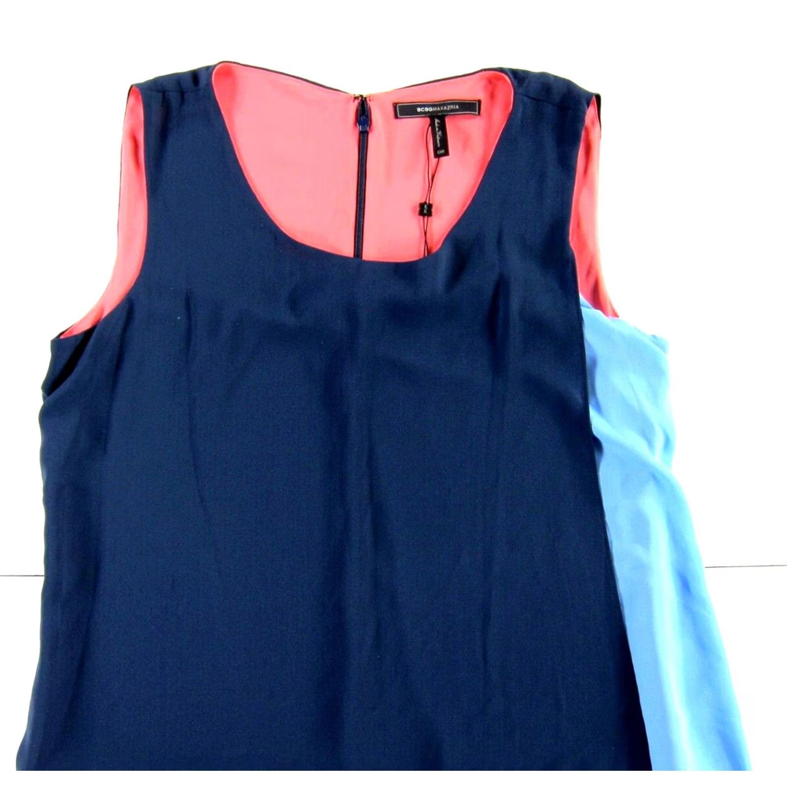 Bcbgmaxazria NWT BCBGMAXAZRIA Haley Blue White Coral Sleeveless Tunic Shift Tank Dress 8 Size M / US 6-8 / IT 42-44 - 3 Thumbnail