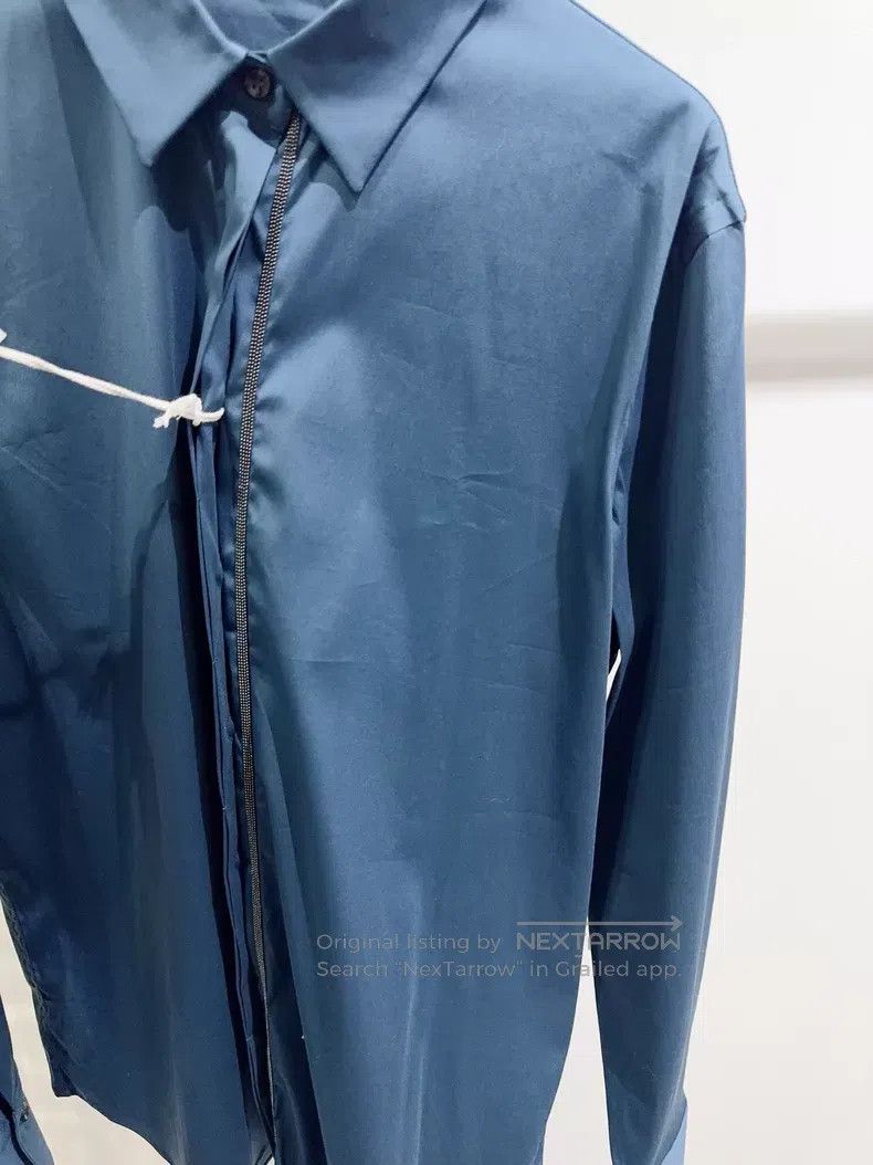 Brunello Cucinelli Brunello Cucinelli Peacock blue shirt Size L / US 10 / IT 46 - 4 Thumbnail