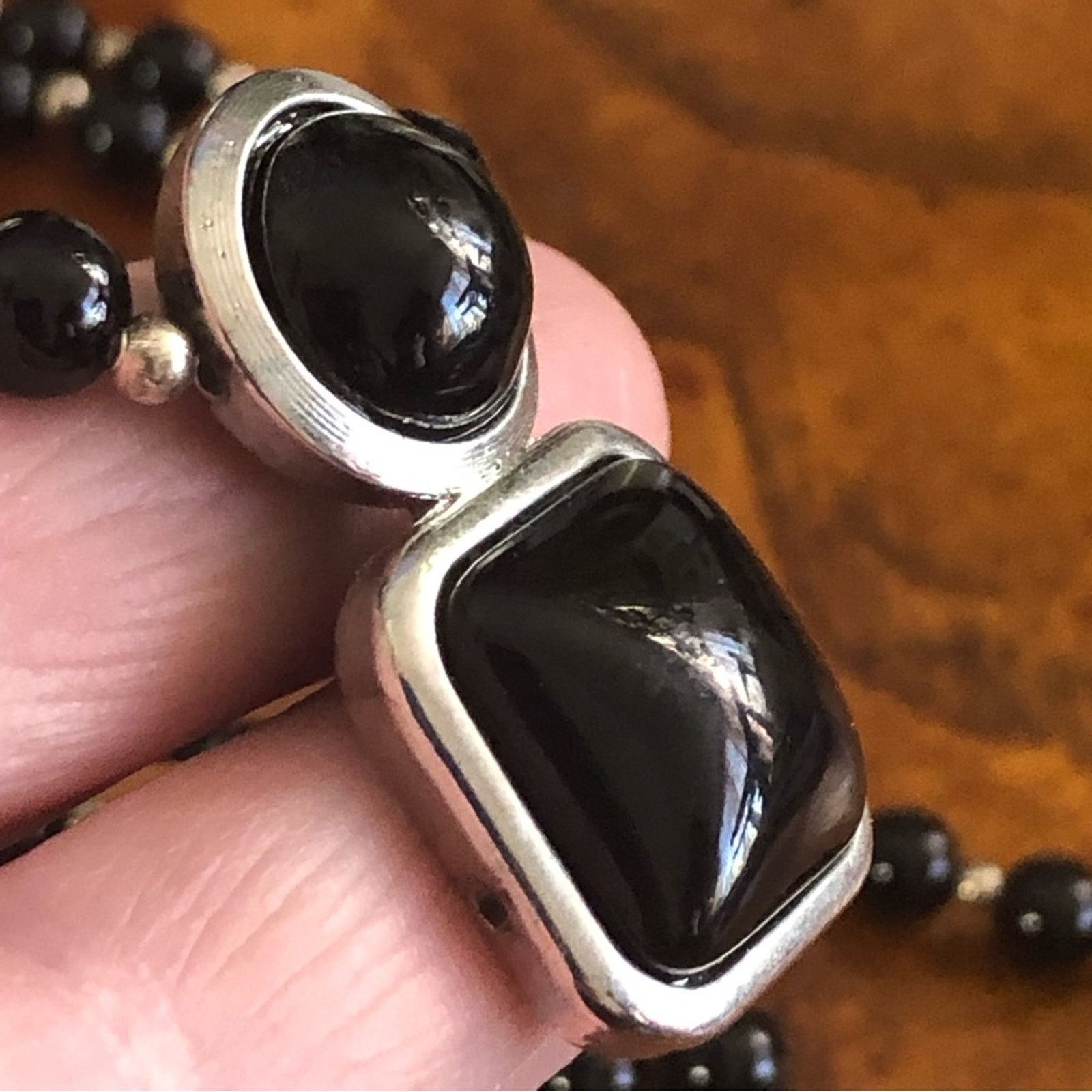 Handmade Handcrafted double strand black Czech Pearl necklace Size ONE SIZE - 9 Thumbnail