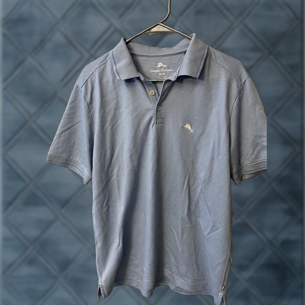 Tommy Bahama Tommy Bahama Polo Shirt Blue Striped Short Sleeve M Men Polo Shirt Medium Size US M / EU 48-50 / 2 - 1 Thumbnail