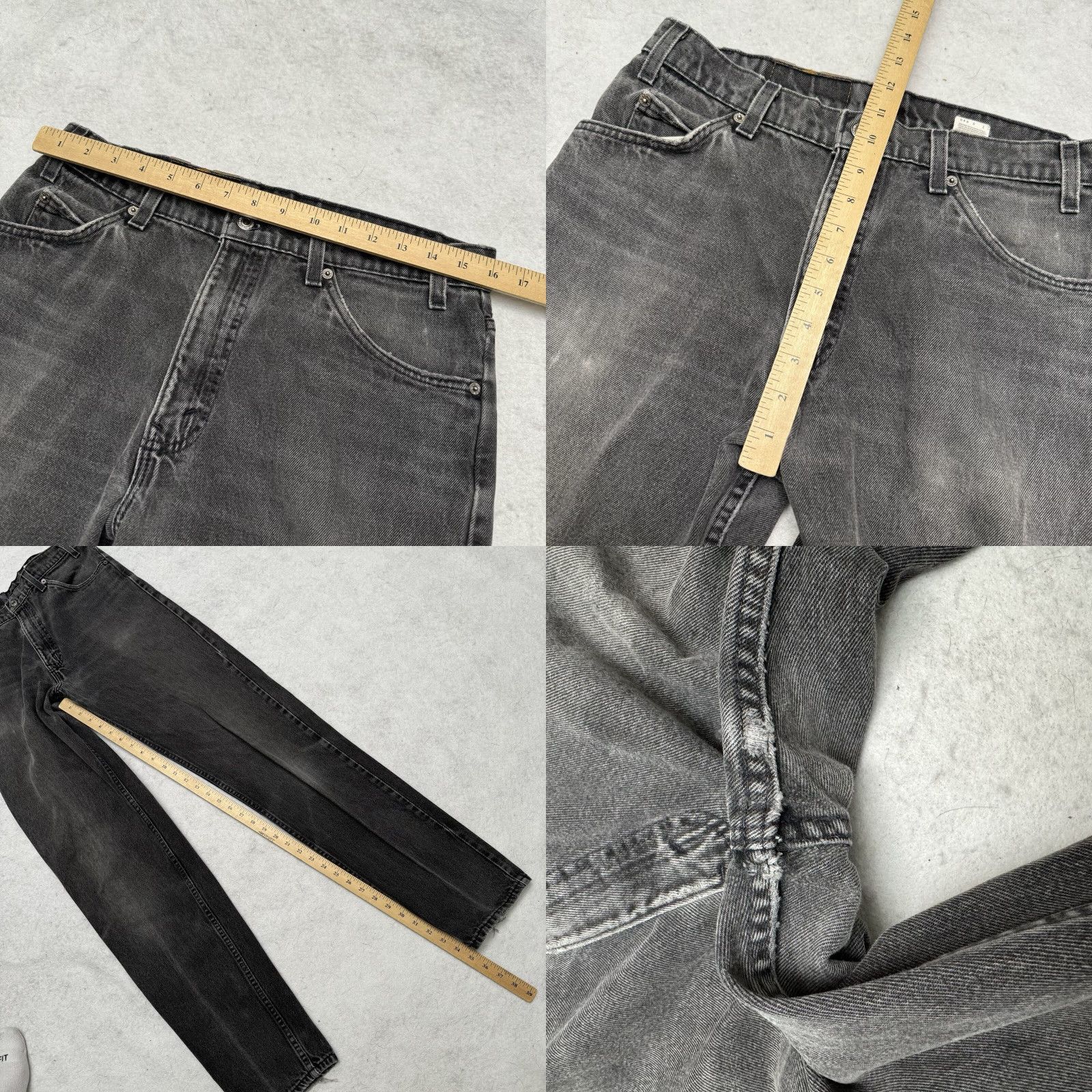 Levi's VINTAGE 90s LEVI'S 505 Mens Jeans 33X36 Black Made in the USA Denim Straight 1996 Size US 33 - 8 Thumbnail