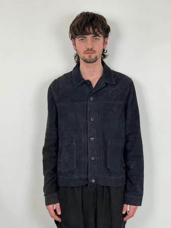 Vintage SS2022 Officine Generale Navy Suede Leather Buttoned Classy Jacket Size US L / EU 52-54 / 3 - 2 Thumbnail