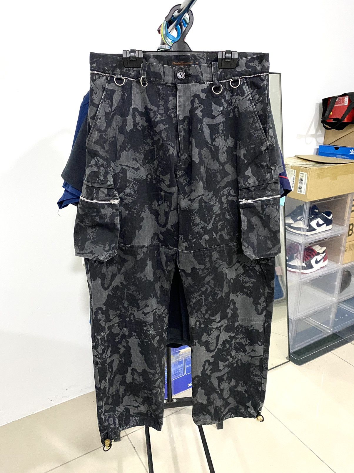 image of Undercover Scab Bondage Camo Public Enemy in Black, Men's (Size 30)