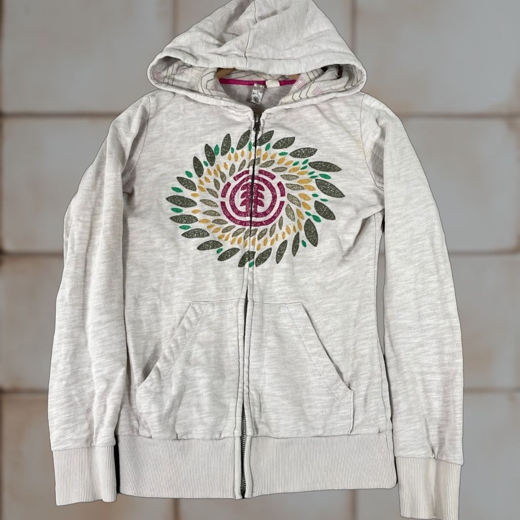 Element VINTAGE Element Hoodie Womens XS Small Skater Beige 2000s Grunge Full Zip Cream Graphic Print Southwestern Hooded Size XS / US 0-2 / IT 36-38 - 1 Thumbnail