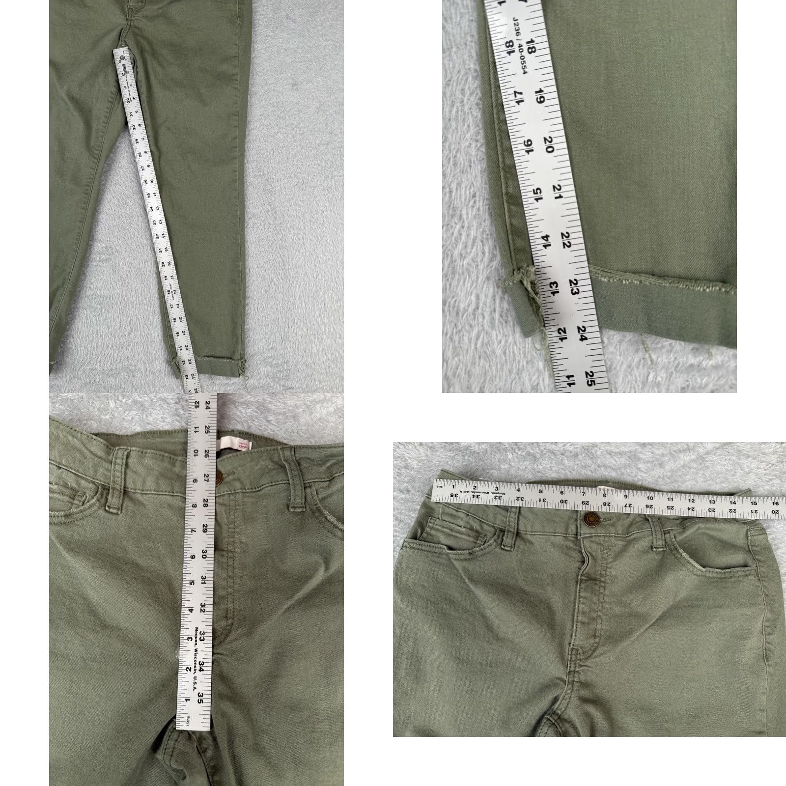 Denime SO Jeans Pants Women Regular 30x24 Green Denim Mid Crop Tapered 5-Pocket Design Cotton Blend Jeans City Womens Size 34" / US 12 / IT 48 - 8 Thumbnail