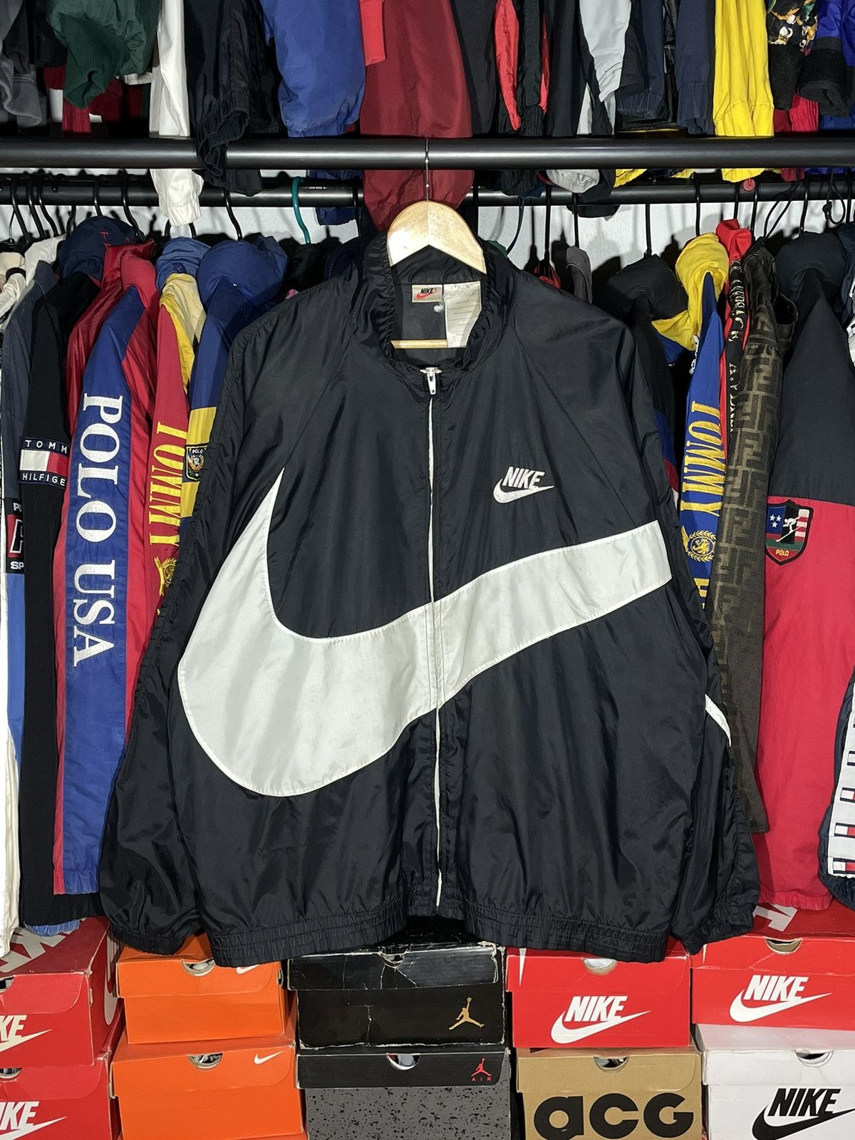 Nike × Vintage Windbreaker Nike Big Swoosh Vintage 90’s Size US XL / EU 56 / 4 - 1 Thumbnail