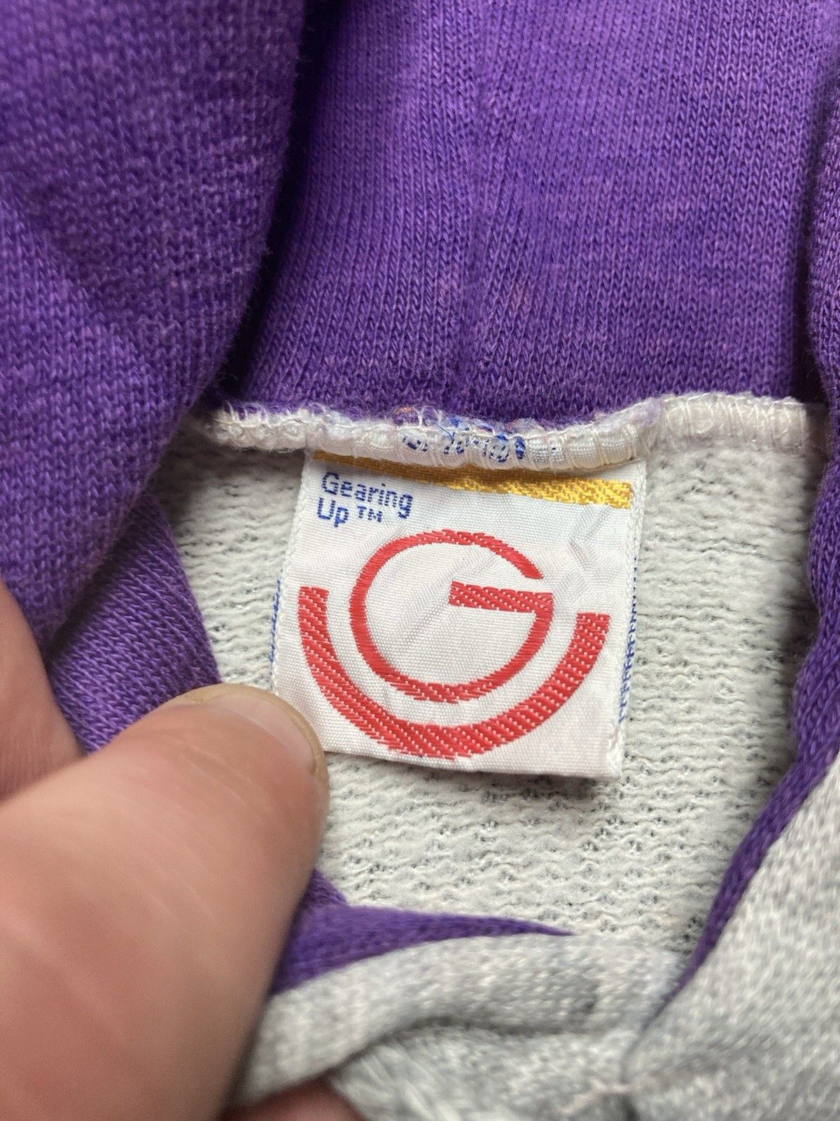 Vintage 70s pullover hoodie 2 tone tri blend soft gray purple Small Size US S / EU 44-46 / 1 - 4 Thumbnail