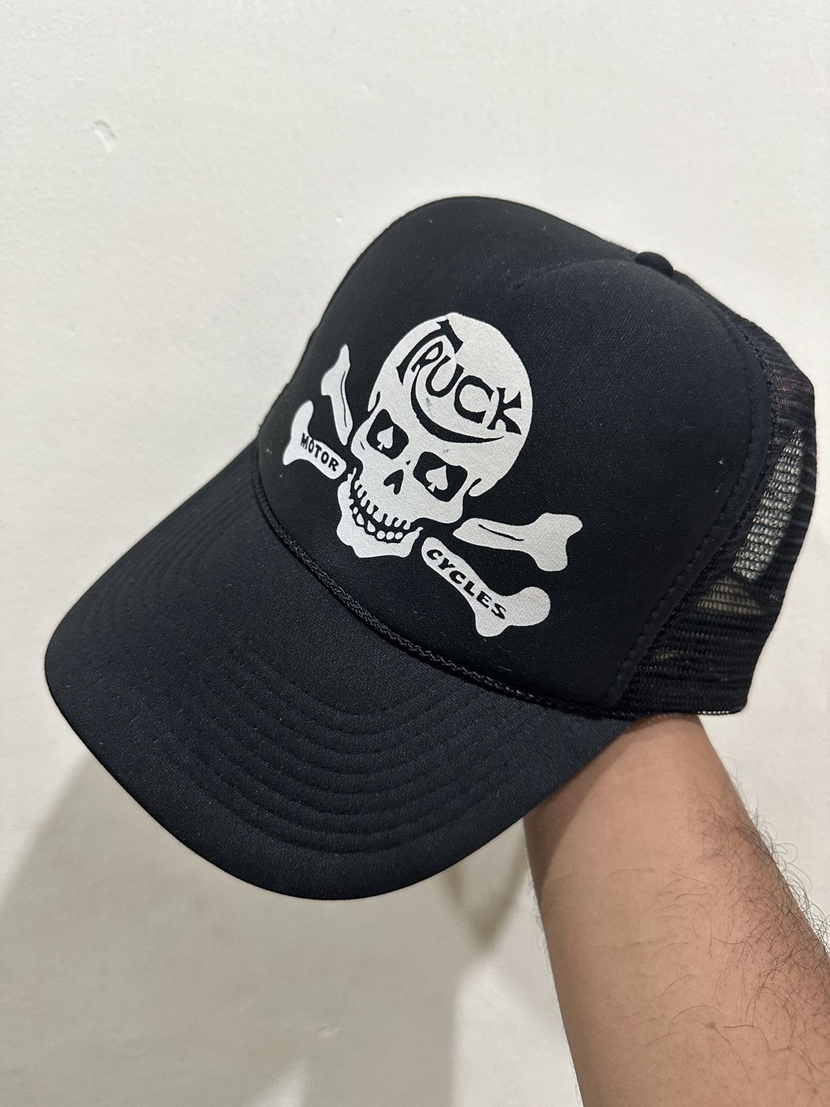 Japanese Brand VTG SKULL CROSS Motorcycles Trucker Hat Size ONE SIZE - 1 Thumbnail