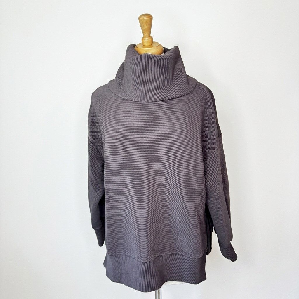 Varley VARLEY Milton Sweatshirt Deep Charcoal Gray Ribbed Ottoman Size S / US 4 / IT 40 - 1 Thumbnail