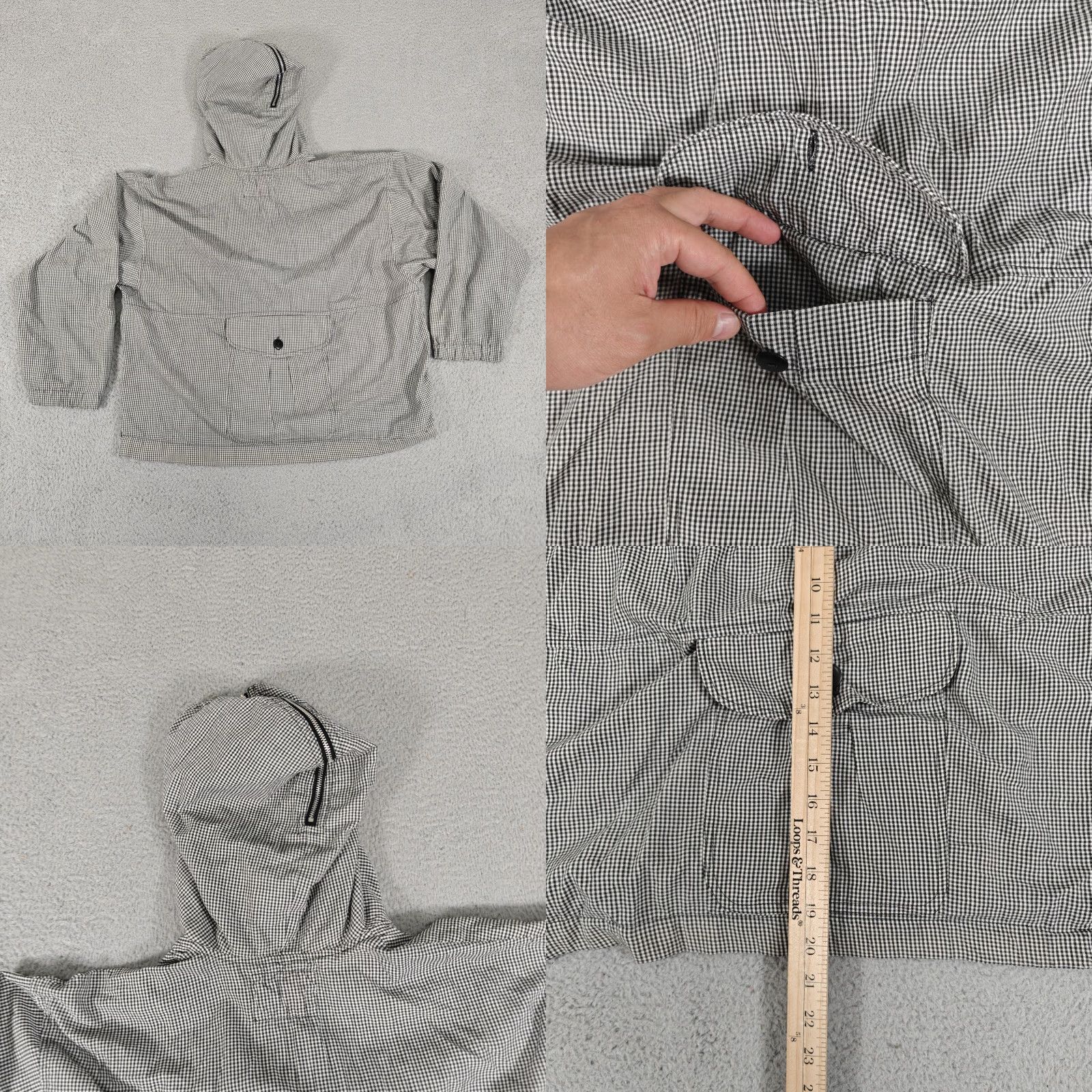 Etro Ponpian Jacket Mens Medium Black White Gingham Hooded Full Zip Patch Retro Style Jacket Size US M / EU 48-50 / 2 - 8 Thumbnail