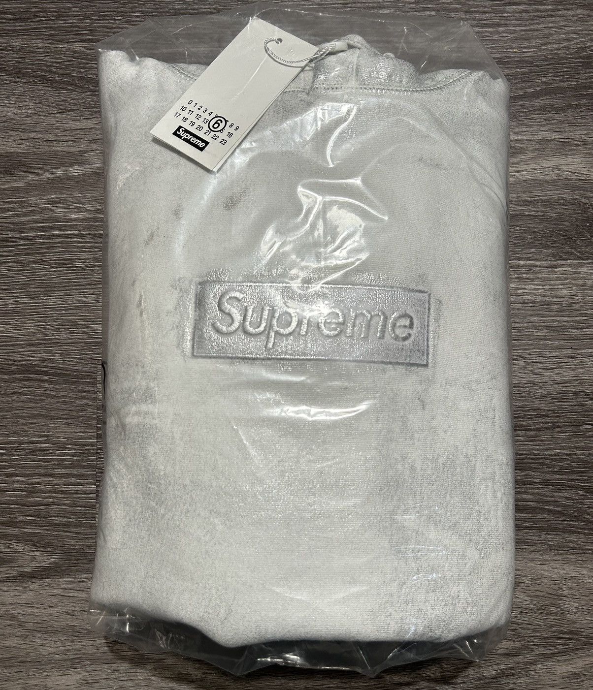 Supreme Supreme MM6 Maison Margiela Foil Box Logo Sweatshirt Size L |  Grailed