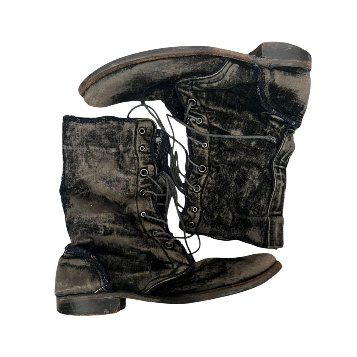 05AW UNDERCOVER ARTS&CRAFTS期 Boots UNDERCOVER AW05 “Arts & Crafts” Beige Lambskin Leather Drawstring