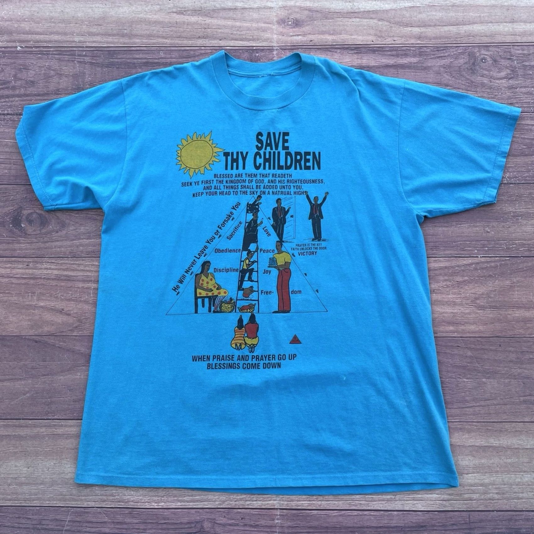 Doublet VINTAGE Jesus Tee Teal Shirt XL Double Sided Mens Crew Neck Short Sleeve Shirt 90s Love Pray Jesus Graphic Shirt Teral Green Size US XL / EU 56 / 4 - 2 Thumbnail