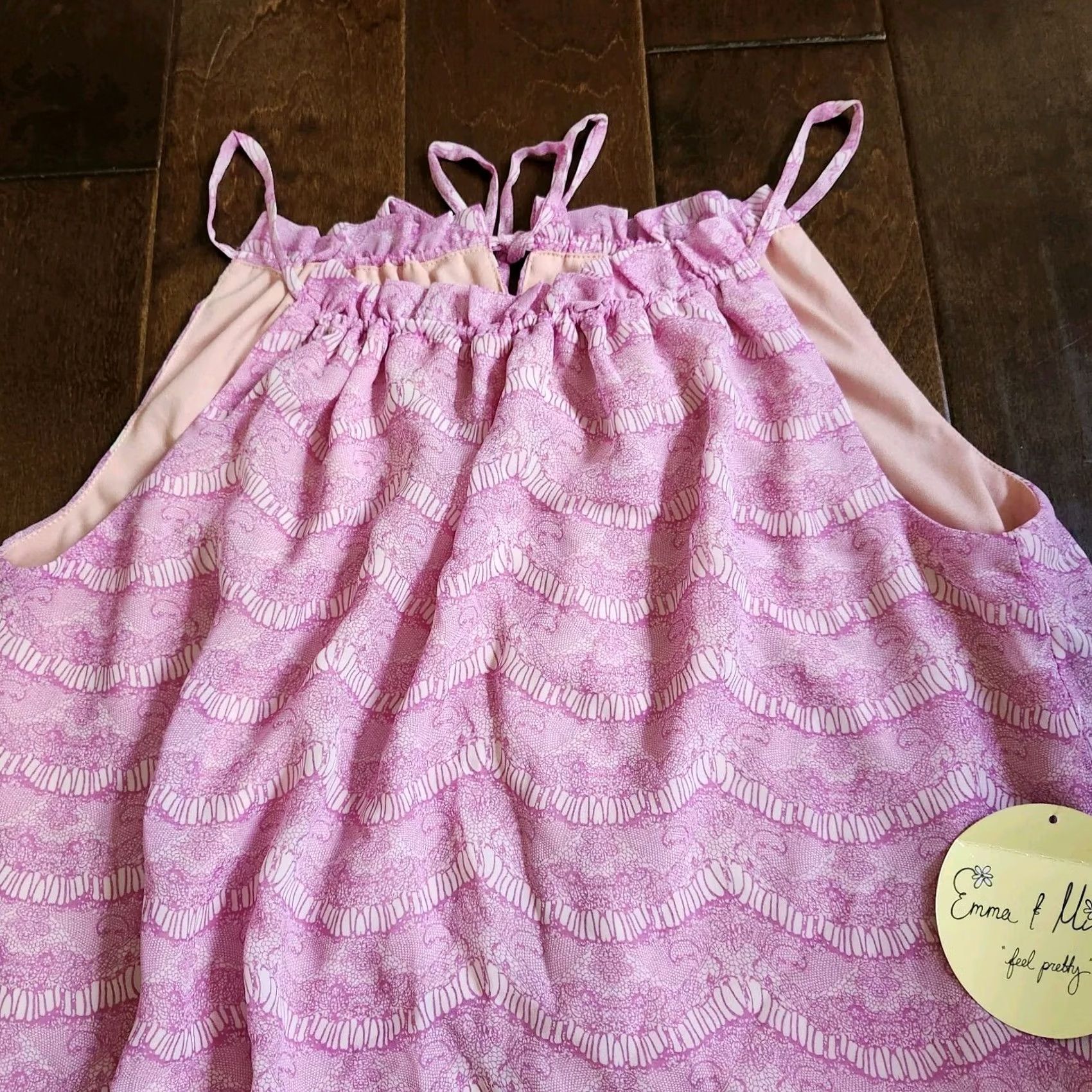 Vintage Emma & Michele Dress Women's Lilac Geometric Ruffle Neck Shift Preppy Sz 12 NWT Size XL / US 12-14 / IT 48-50 - 6 Thumbnail