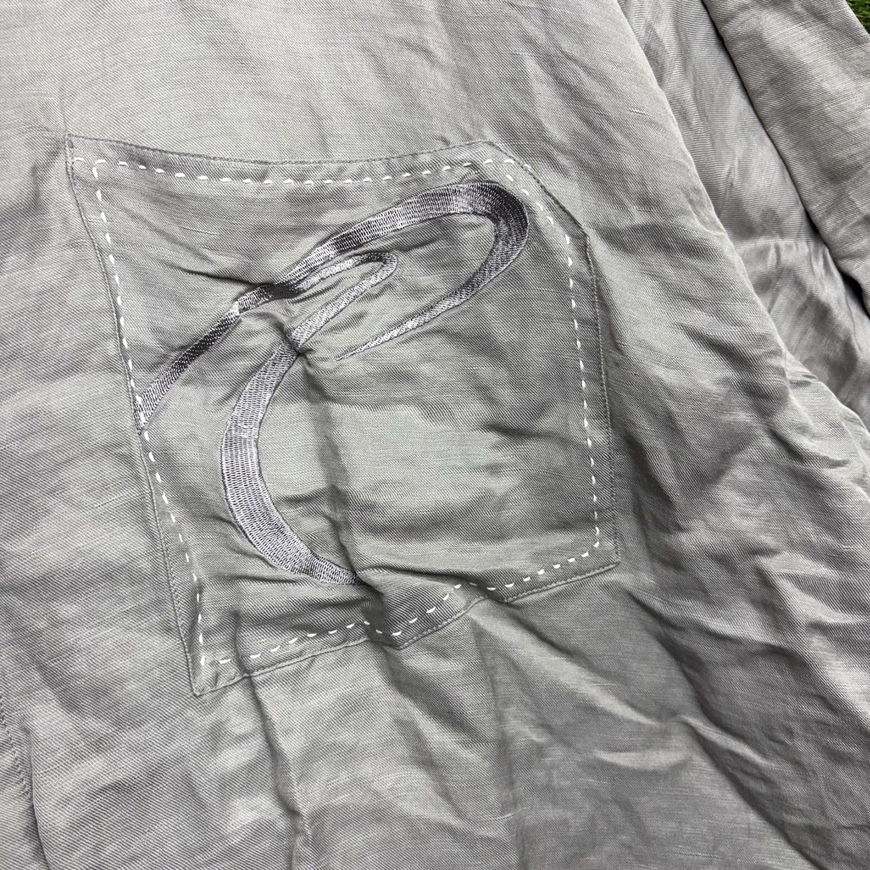 Pelle Pelle VINTAGE Pelle Pelle Shirt Shorts Mens 42 Grey Linen Silk Button Up 42 Grey 90s Mens Size US XL / EU 56 / 4 - 3 Thumbnail