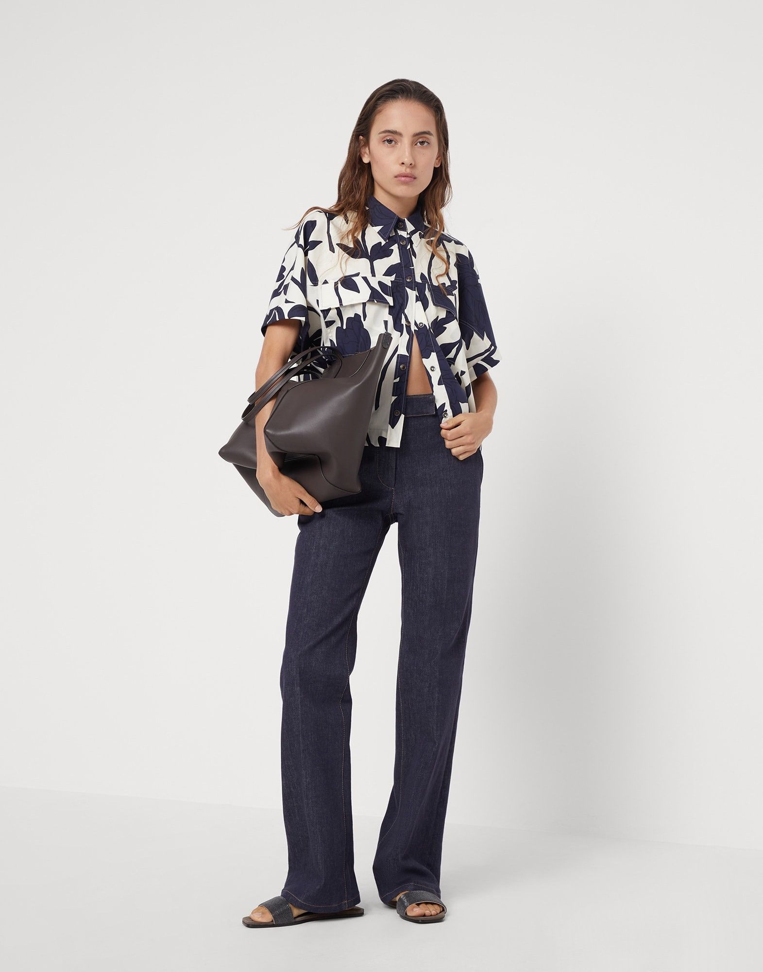 Brunello Cucinelli o1la1rc1a0425 Blouse in Blue/White Size S / US 4 / IT 40 - 3 Thumbnail