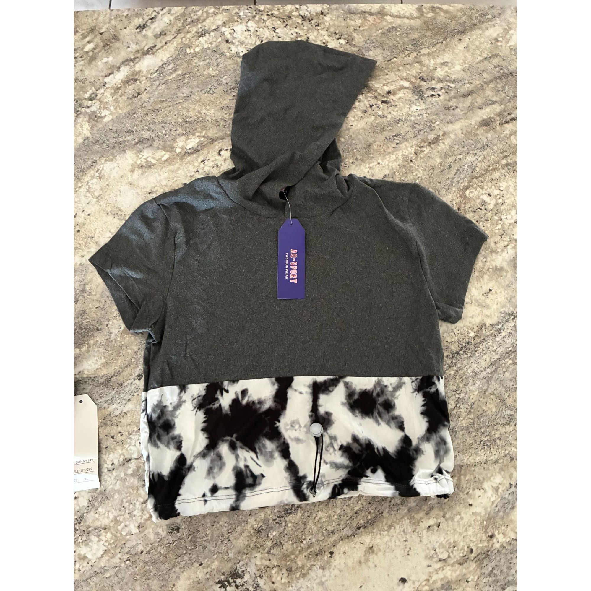 Other Stylish Tie Dye Hooded Short Sleeve Athletic Set In Charcoal Size S / US 4 / IT 40 - 2 Thumbnail