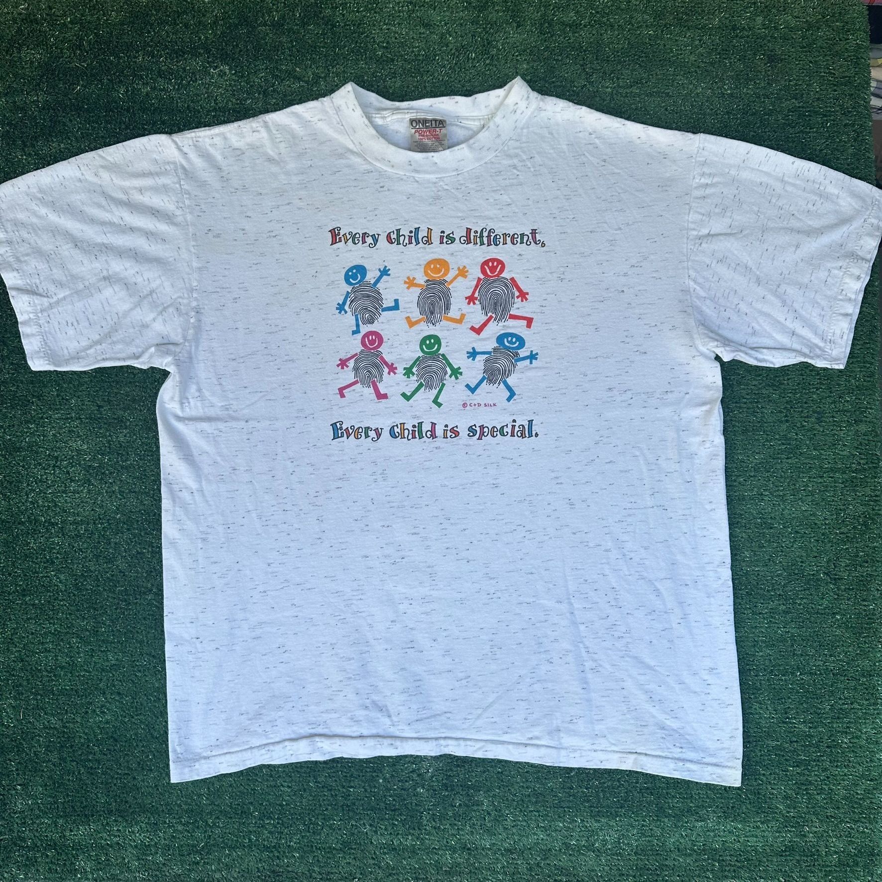 Vintage Vintage 90s Every Child is Special T-Shirt Gray XL Single St Size US XL / EU 56 / 4 - 1 Thumbnail