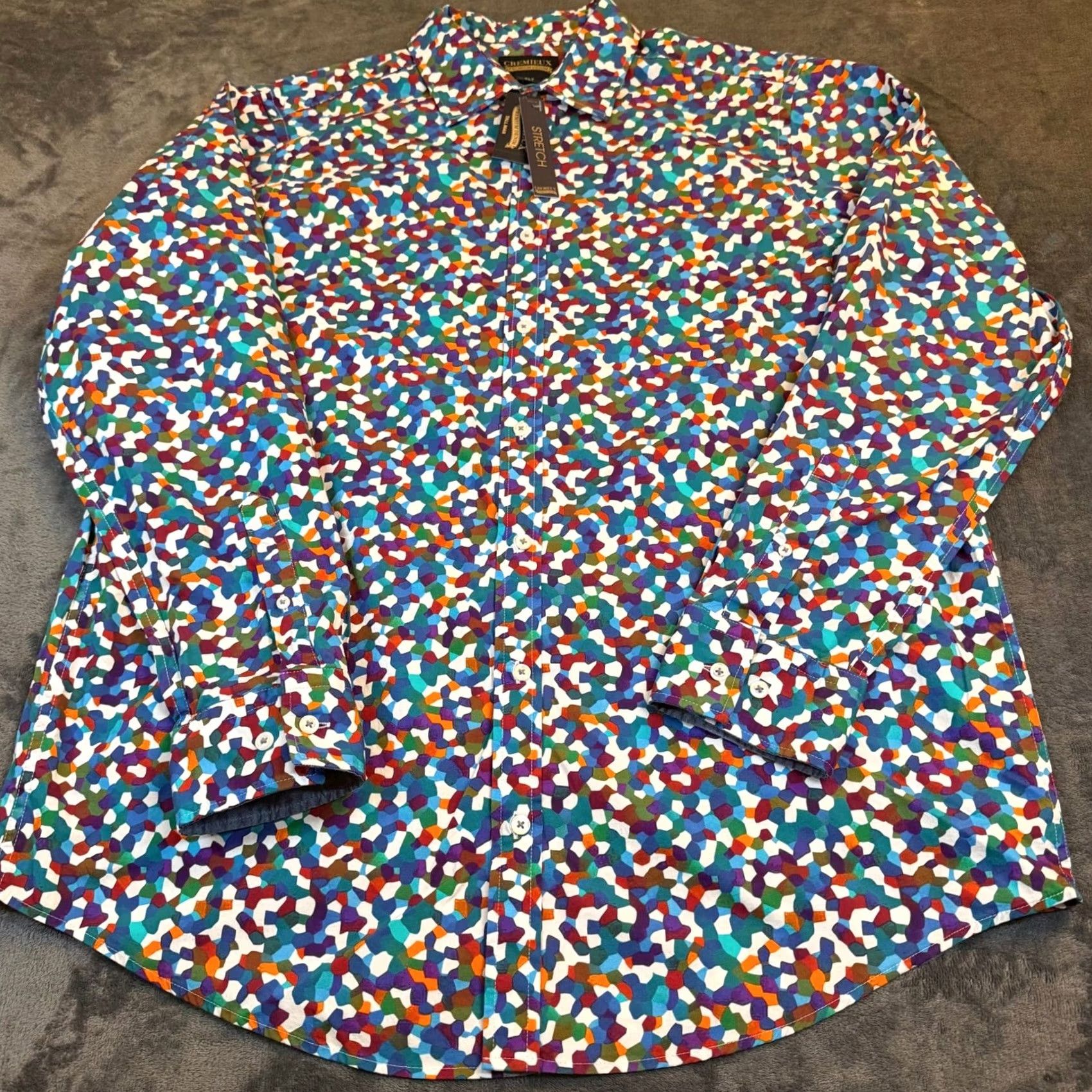 Cremieux Cremieux Premium Denim Shirt Mens XL Tall Multicolor Geometric Button Up Long Sleeve Stretch Casual Size US XL / EU 56 / 4 - 3 Thumbnail