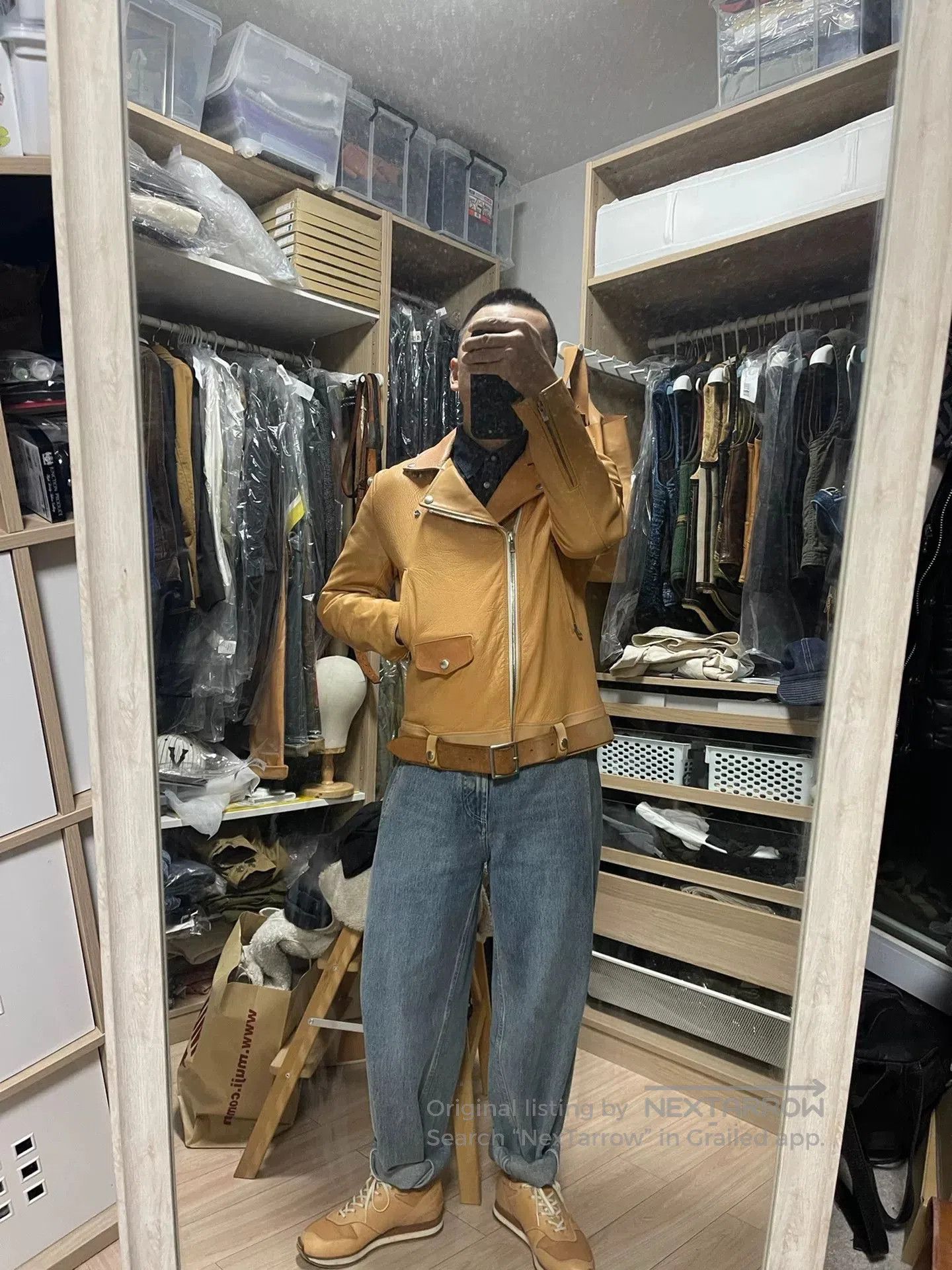 Hender Scheme hender scheme leather motorcycle jacket in beige. Size US M / EU 48-50 / 2 - 5 Thumbnail